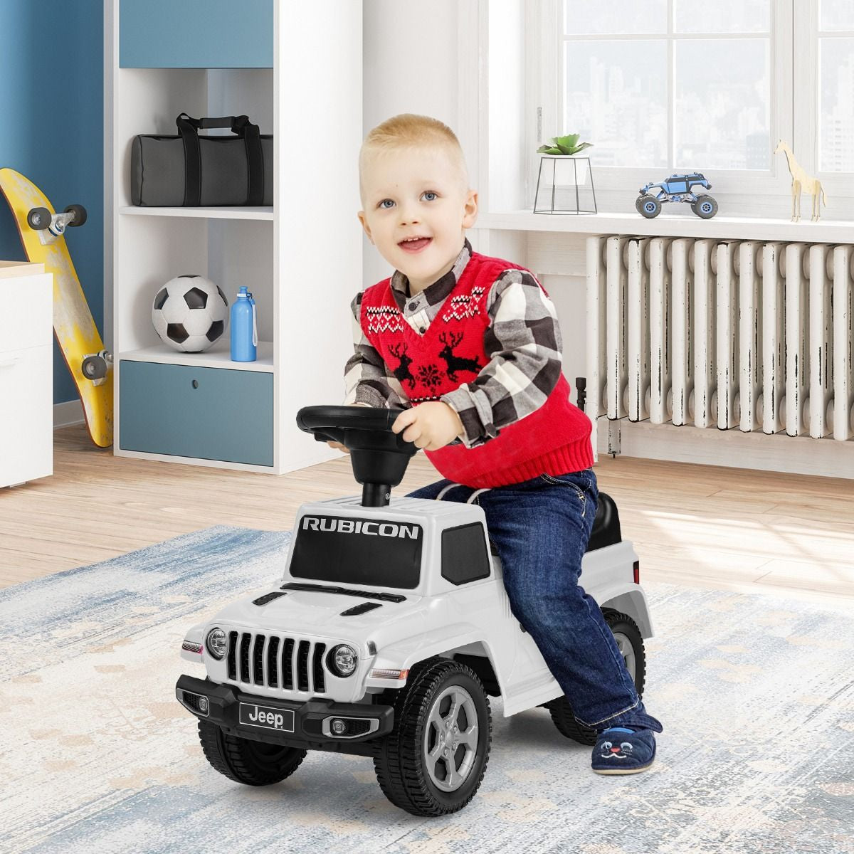 Licensed Jeep Ride on Push Car with Steering Wheel and Engine Sound for Ages 18-36 Months