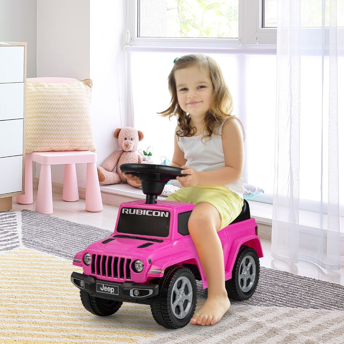 Licensed Jeep Ride on Push Car with Steering Wheel and Engine Sound for Ages 18-36 Months
