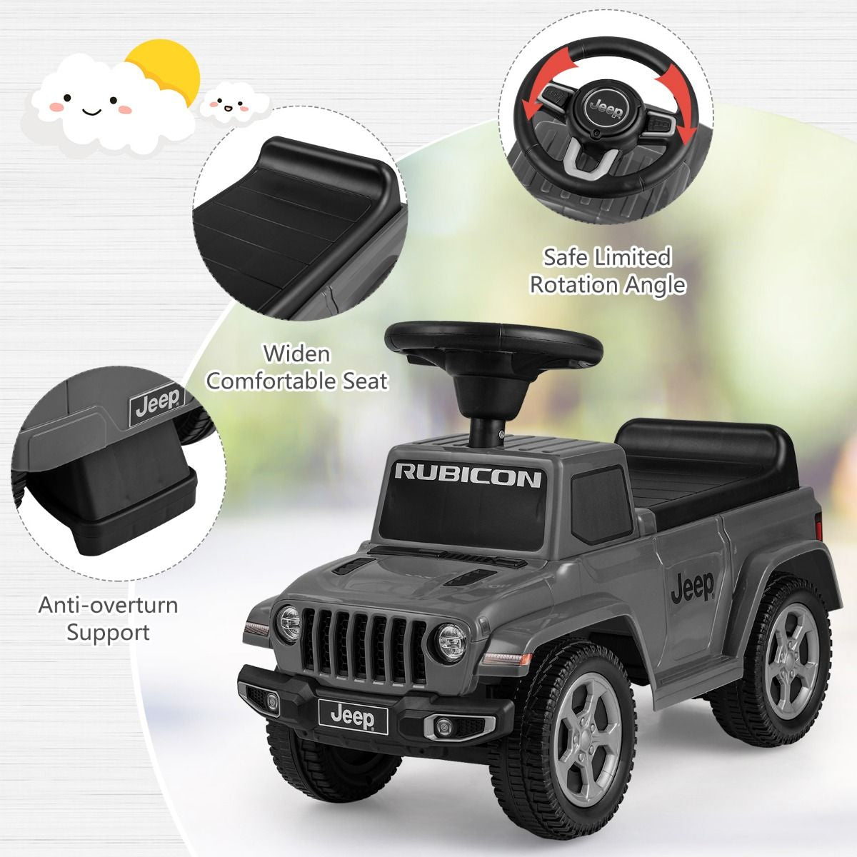 Licensed Jeep Ride on Push Car with Steering Wheel and Engine Sound for Ages 18-36 Months