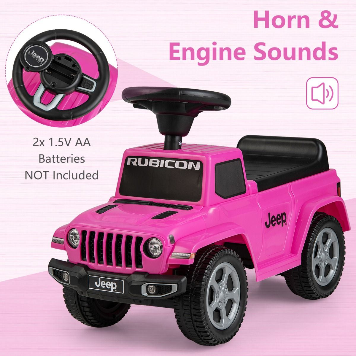 Licensed Jeep Ride on Push Car with Steering Wheel and Engine Sound for Ages 18-36 Months