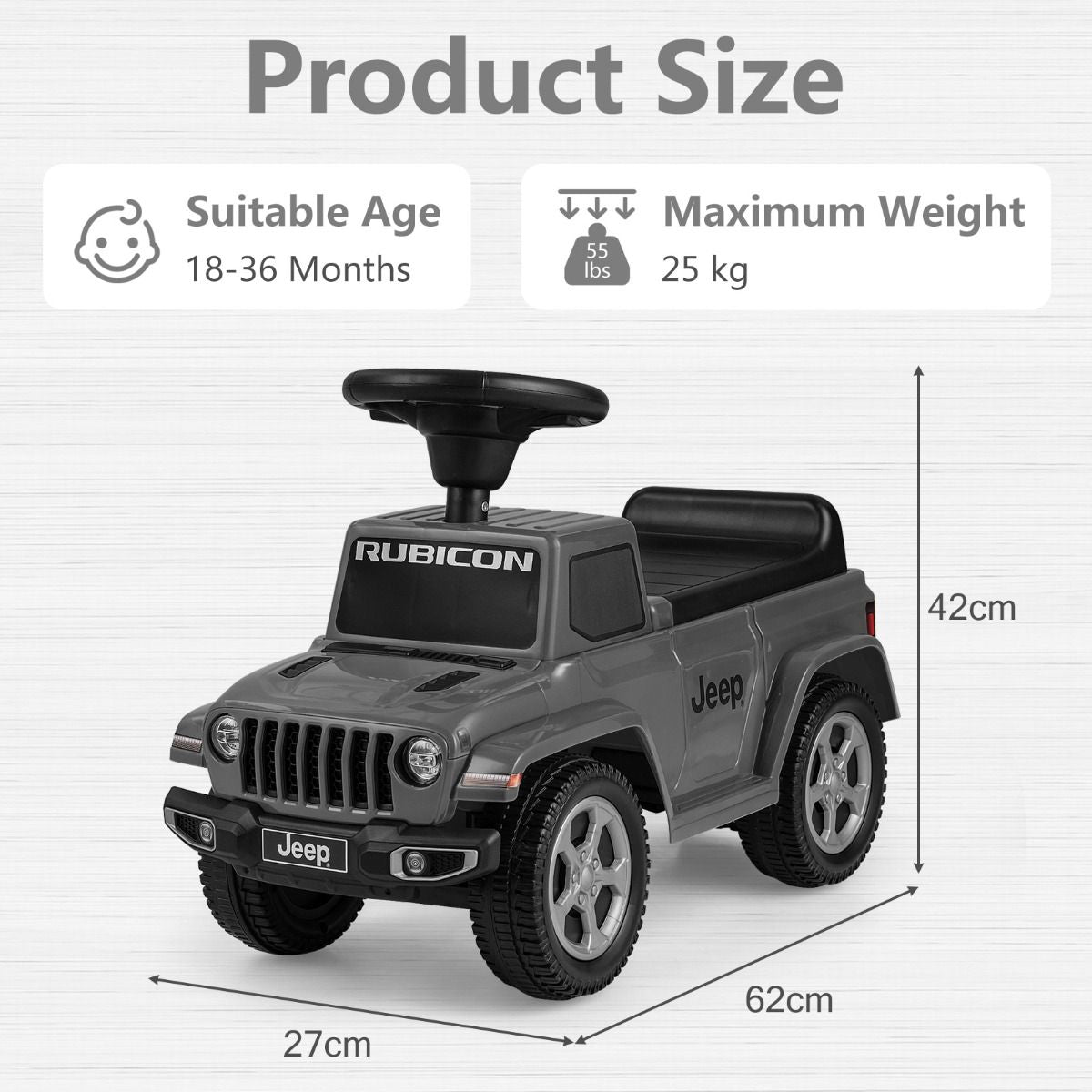 Licensed Jeep Ride on Push Car with Steering Wheel and Engine Sound for Ages 18-36 Months