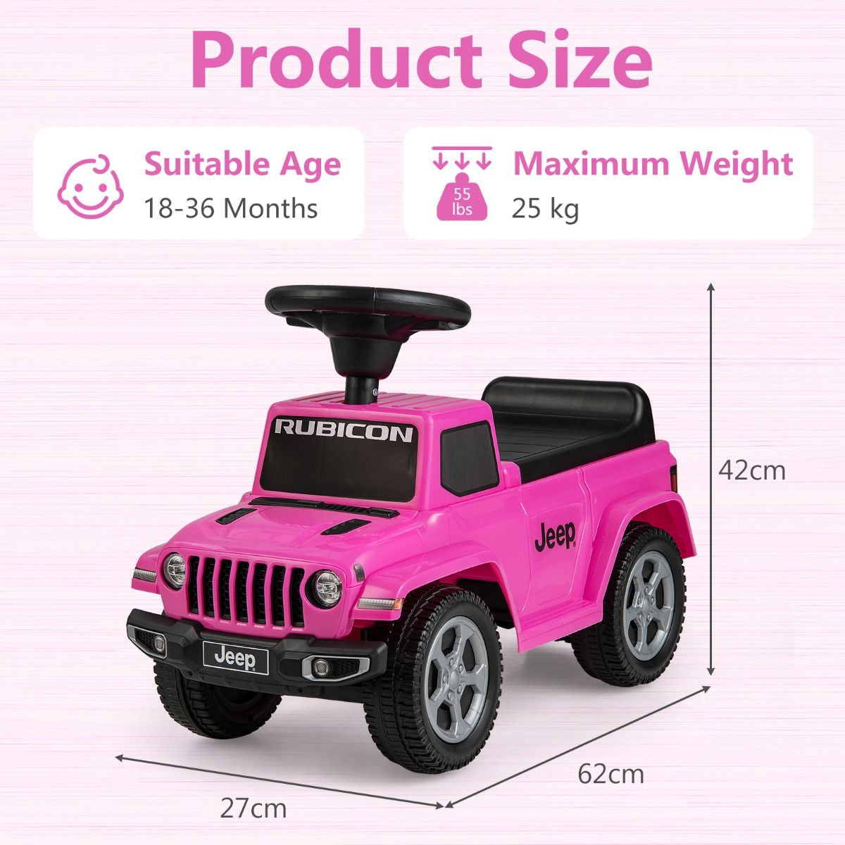 Licensed Jeep Ride on Push Car with Steering Wheel and Engine Sound for Ages 18-36 Months